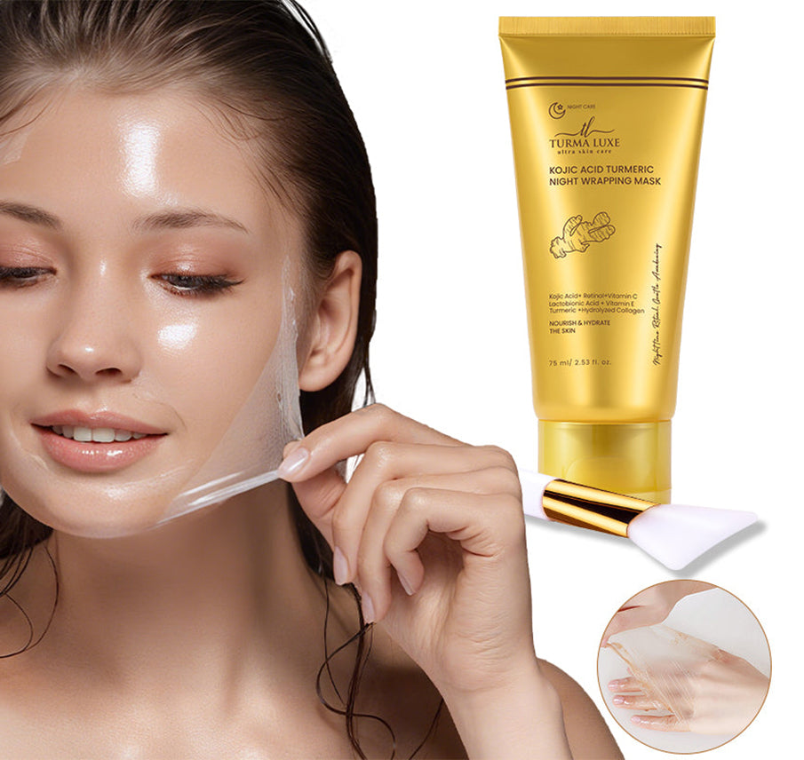 Turma Luxe Kojic Acid Turmeric Overnight Wrapping Peel Off Mask, Night Facial Treatment