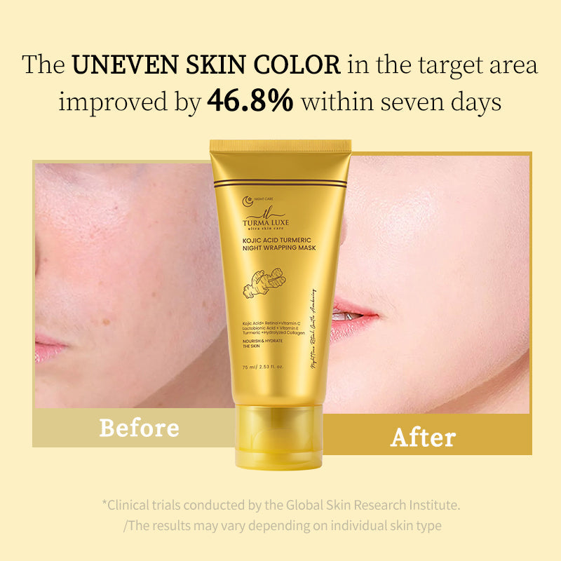 Turma Luxe Kojic Acid Turmeric Overnight Wrapping Peel Off Mask, Night Facial Treatment