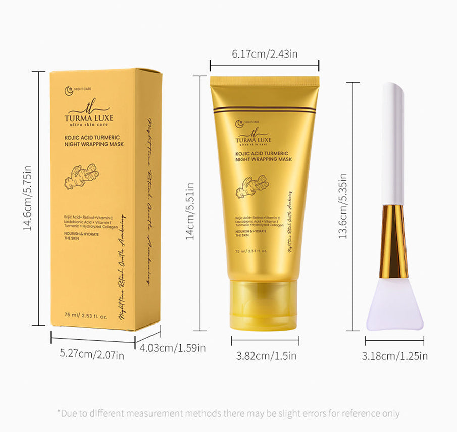 Turma Luxe Kojic Acid Turmeric Overnight Wrapping Peel Off Mask, Night Facial Treatment