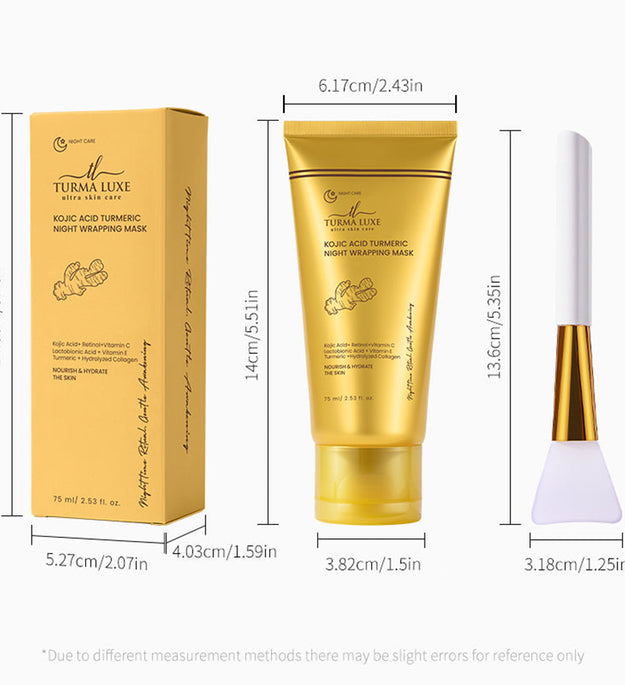 Turma Luxe Kojic Acid Turmeric Overnight Wrapping Peel Off Mask, Night Facial Treatment