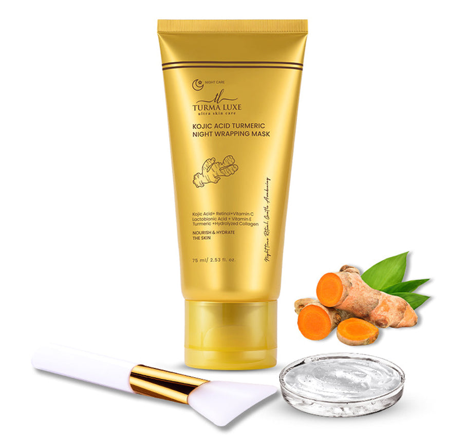 Turma Luxe Kojic Acid Turmeric Overnight Wrapping Peel Off Mask, Night Facial Treatment